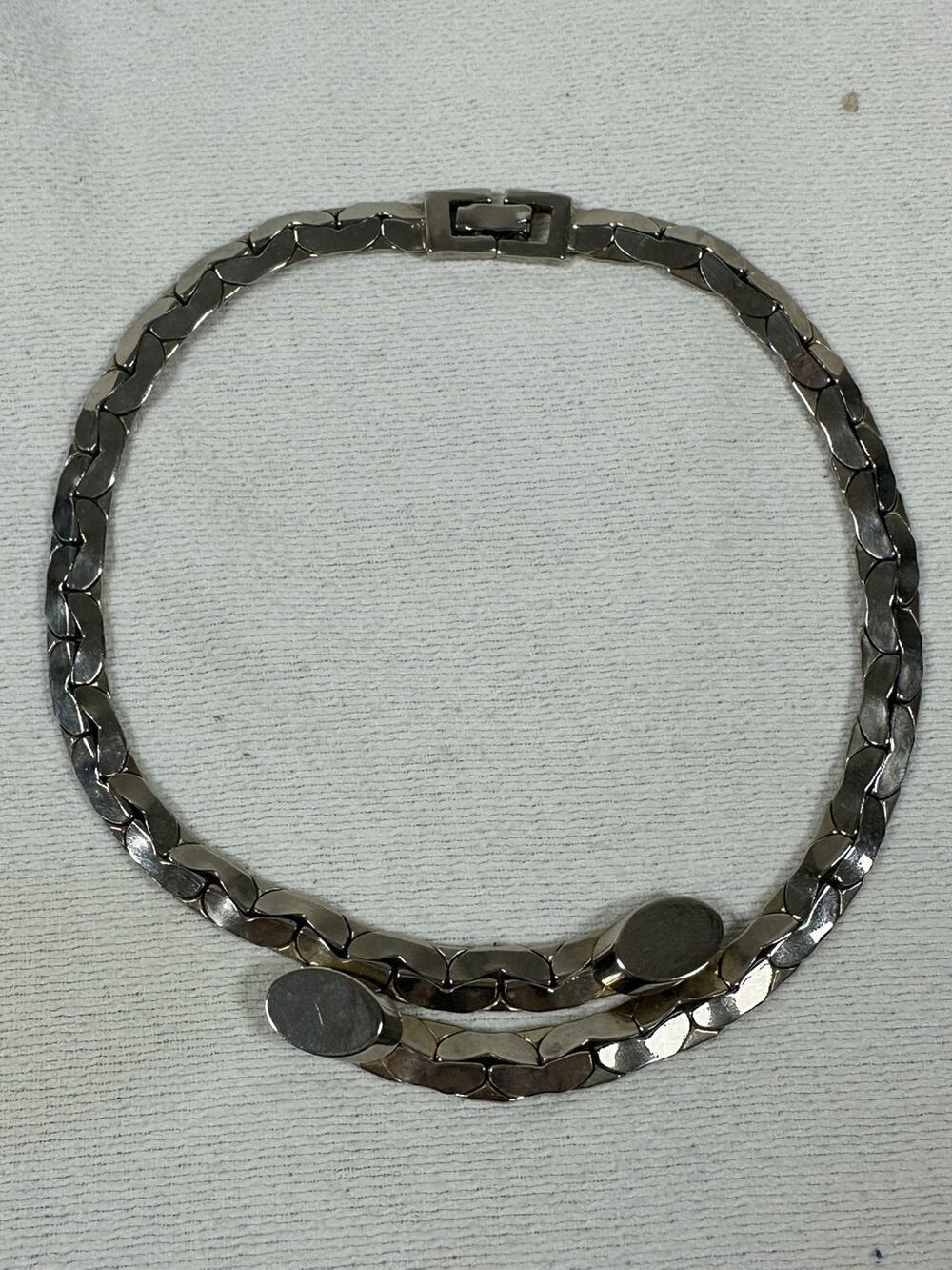 Vintage Signed "Brookraft" Silver Tone Choker Necklace, 15"
